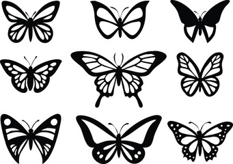 Different butterflies set. Vector illustration