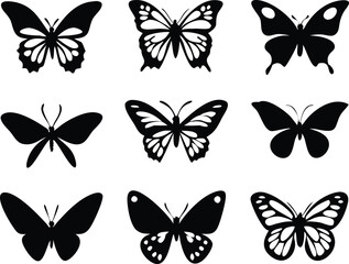 Different butterflies set. Vector illustration