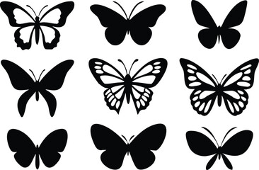 Different butterflies set. Vector illustration