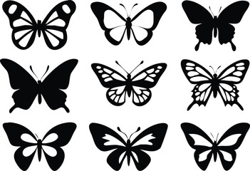 Different butterflies set. Vector illustration