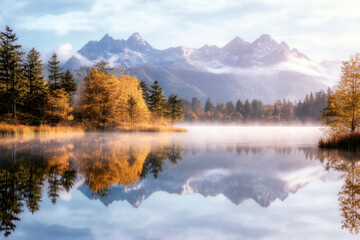 Fototapeta premium Bergsee Morgenschein
