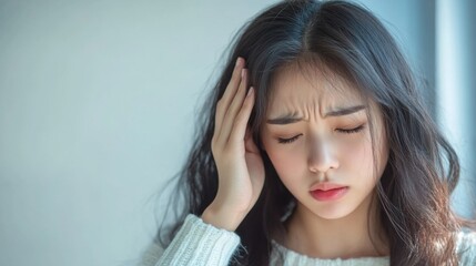 Fototapeta premium Young Asian females feeling dizzy after standing too fast, have symptoms of low blood pressure
