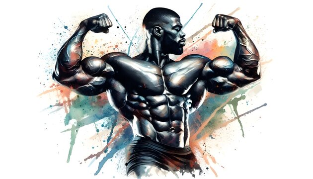 A bodybuilder flexing his muscles