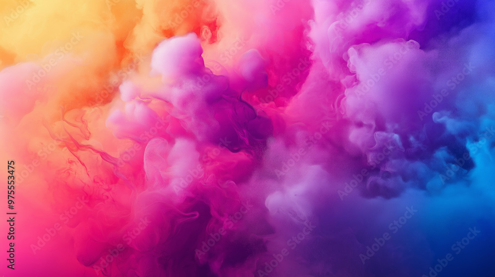 Poster vibrant clouds of color swirl together creating a stunning abstract backdrop for artistic projects, 