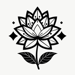 Obraz premium Black and White Flower, Simple Design for T-Shirt
