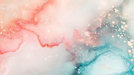 abstract background of water color splash, pastel color, green brown orange tone. draw on rough paper. 