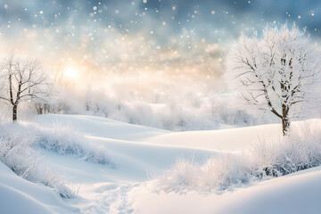 Winter landscape with snowy background.