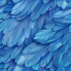 Obraz premium Blue Color Feathers Background, Rainbow Tint Colored Plumage, Scaly Wings Texture, Copy Space