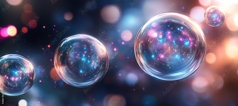 Poster a digital realm with floating data spheres and ai-powered communication networks