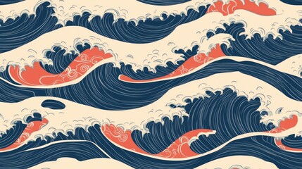 Japanese wave pattern illustration background