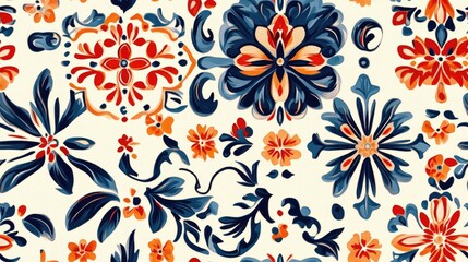 Vintage Seamless Background with Ceramic Tile Design Natural Colors in Muslim Wall Style Embroidery Print Featuring Asian Ornaments DIY Art Effect with Kaleidoscope and Floral Patterns Floral Elem