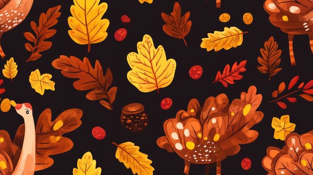 Thanksgiving themed cartoon pattern suitable for announcements and advertisements