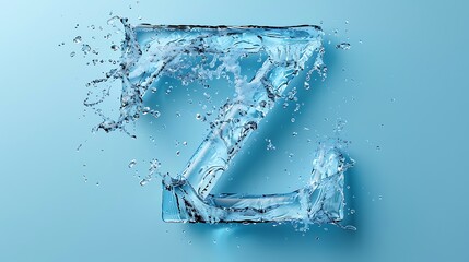 Uppercase letter Z made by water on blue background