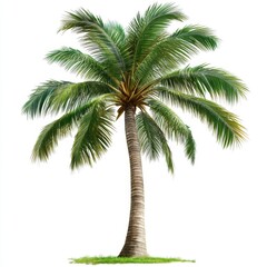Obraz premium A realistic photo of the whole palm tree isolated on white background, png --style raw --v 6.1 Job ID: d392a245-db00-4ce9-b8b3-042b5751749a