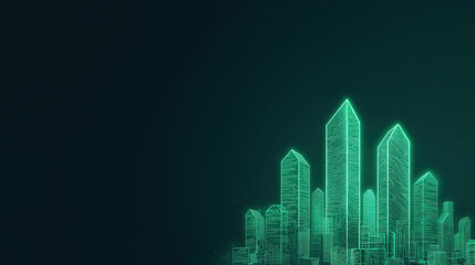 Obraz premium Glowing city skyline made of digital circuits, showcasing modern architecture