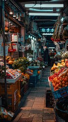 Fototapeta premium Fresh Produce Market Stall in