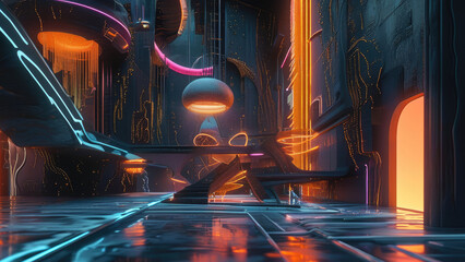 Surreal Futuristic Background: A Fusion of Fantasy and Technology