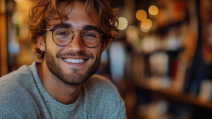 Obraz premium A smiling barista in a cozy caf? during the morning, serving customers with a warm and welcoming atmosphere