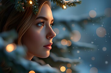 portrait of a person with a christmas tree