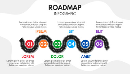 7 steps process progress or timeline, road infografic vector template