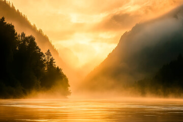 Fototapeta premium Morgendämmerung Fluss