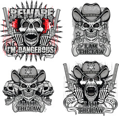 set, military sign with skull, grunge vintage design t shirts