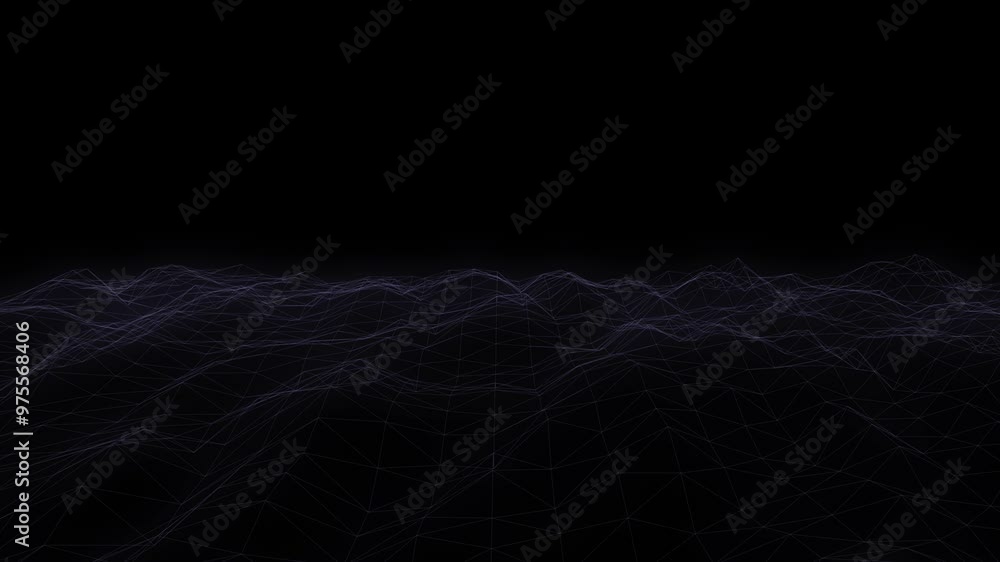 Aufkleber Dark abstract wireframe animation background, wavy visualizer, presentation background, modern minimalist concept