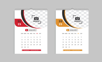 Wall calendar design template for 2025