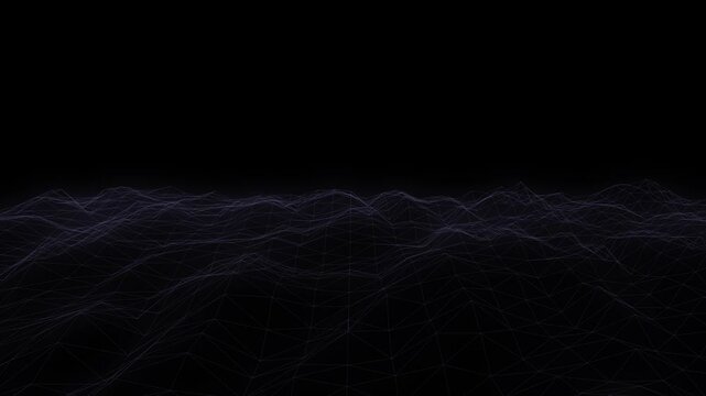 Dark abstract wireframe animation background, wavy visualizer, presentation background, modern minimalist concept