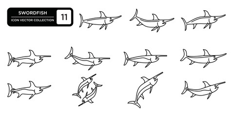Swordfish icon collection, editable and resizable vector icon templates.