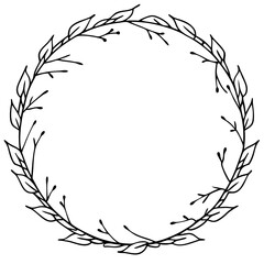 Obraz premium wreath of birch outline coloring book page line art drawing