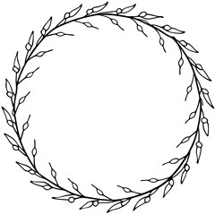 Obraz premium wreath of birch outline coloring book page line art drawing