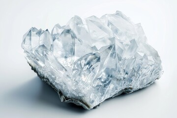 Fototapeta premium White Crystal Isolated, Titanium Color Stone, Glass Gem, White Background