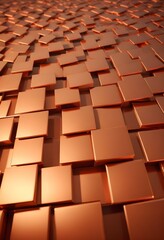 Fototapeta premium A macro shot of a squared pattern copper texture, revealing the metallic sheen and rich, warm tones of copper, with visible scratches and dimples that add character., close-up shot, short distance, pa