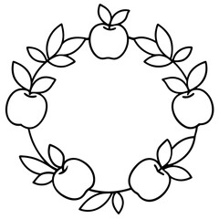 wreath of paradise apples outline coloring book page line art drawing