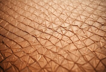 A macro shot of a squared pattern copper texture, revealing the metallic sheen and rich, warm tones of copper, with visible scratches and dimples that add character., close-up shot, short distance, pa