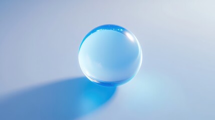 A soft, glowing blue dot with dynamic lighting effects, symbolizing the hopeful future of the human race, achieved through democracy, set on a pure white background