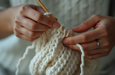 женщина вяжет 