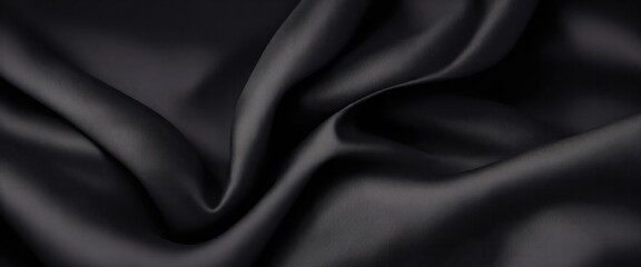 Obraz premium Luxurious Black Silk Fabric with Elegant Rich Folds