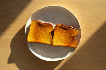 Two slices of toasted bread.