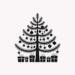 Christmases Tree Art Festival Illustration silhouette Vector 