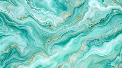 Obraz premium Cool mint green and teal color background with a delicate marble texture, giving it an elegant, flowing effect