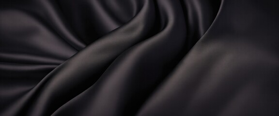 Fototapeta premium Luxurious Black Silk Fabric with Elegant Rich Folds