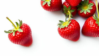 Ripe red strawberries on a white background