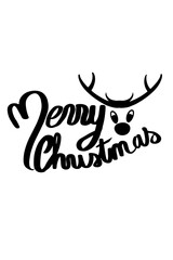 vector merry christmas text with head reindeer 
