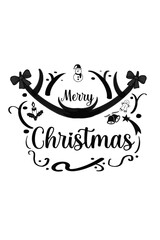 vector merry christmas text with decorative ornaments 