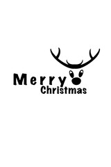 vector merry christmas text with a head reindeer 