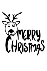 vector merry christmas text with a reindeer 