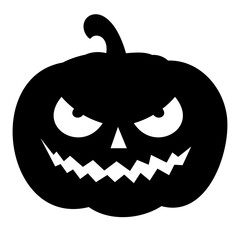 Halloween silhouette scary pumpkin isolated on white background. Vector illustration