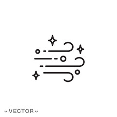 clean or fresh air icon, filtration with conditioning, flow wind, thin line symbol isolated on white background, editable stroke eps 10 vector illustration